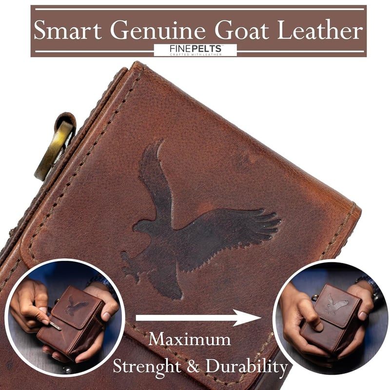 Leather Cigarette Case with Lighter Pocket - Truffle Brown