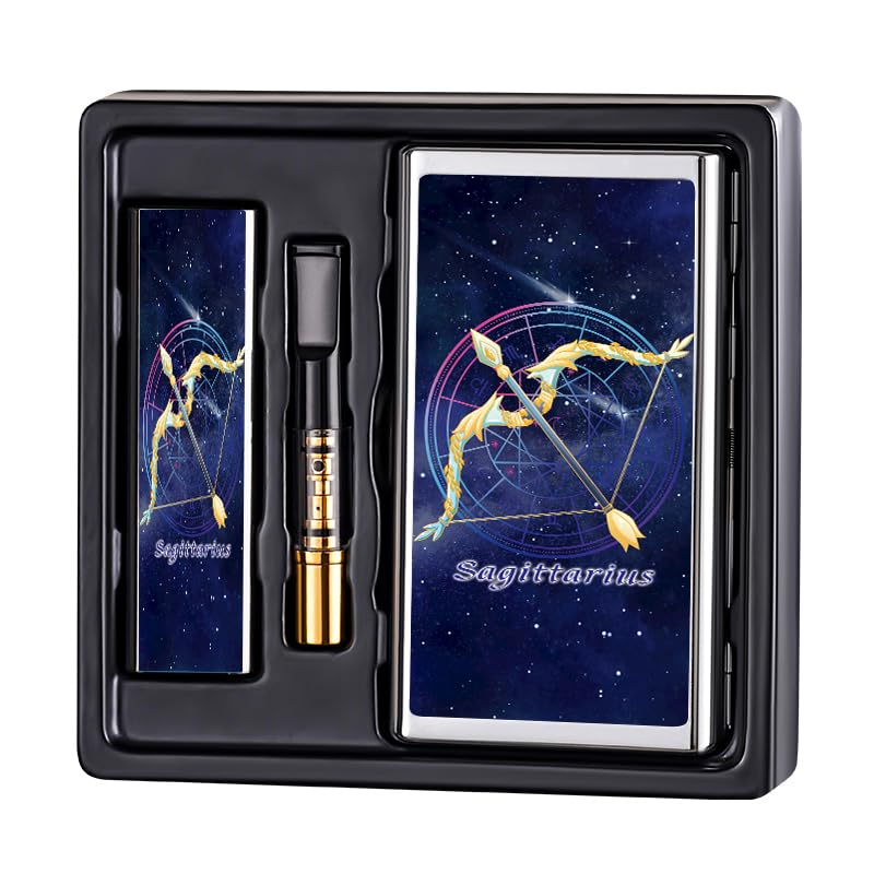 Sagittarius Cigarette Case & Lighter Set with Filter