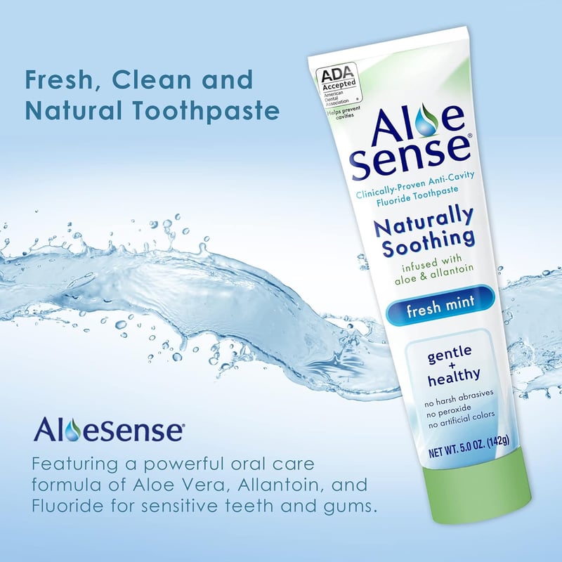 Sensitive Teeth Fluoride Toothpaste with Aloe & Mint, ADA-Approved