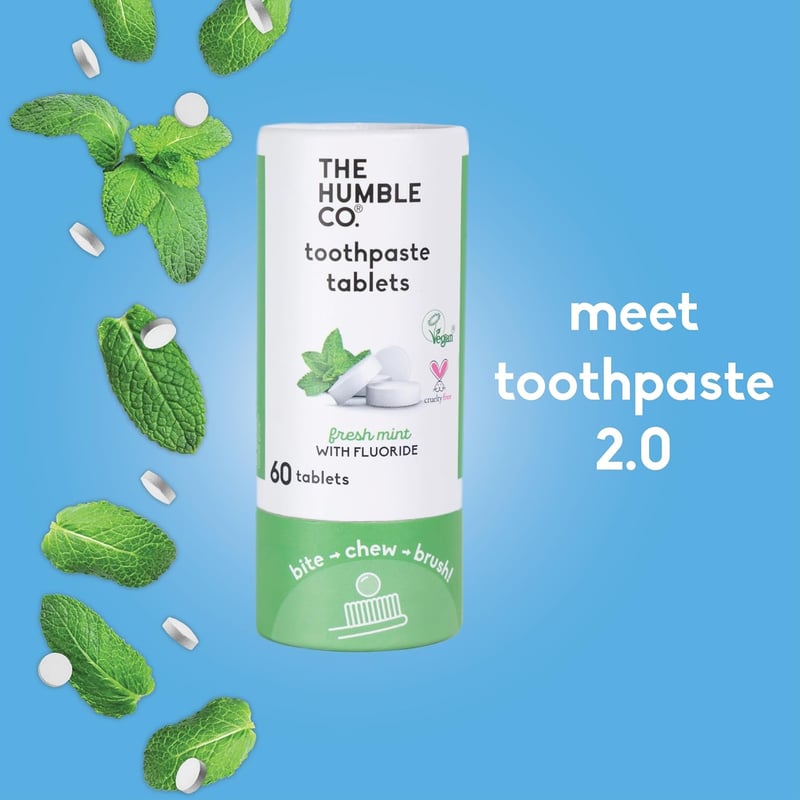 Mint Fluoride Toothpaste Tablets – Vegan, Plastic-Free, 180 Count