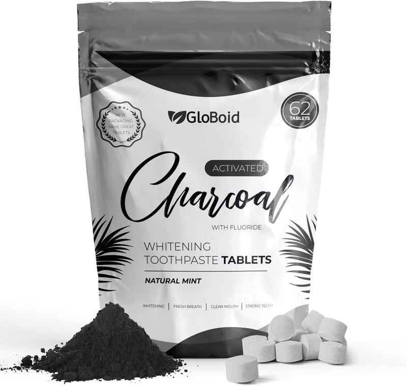 Mint Charcoal Toothpaste Tablets with Fluoride, Zero Waste, 62 ct