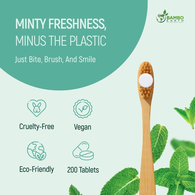 Natural Toothpaste Tablets – Mint & Charcoal, Eco-Friendly Pack