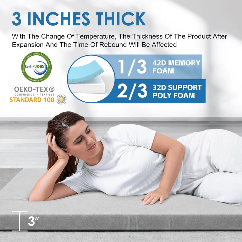 Memory Foam Camping Mattress with Waterproof Cover & Bag