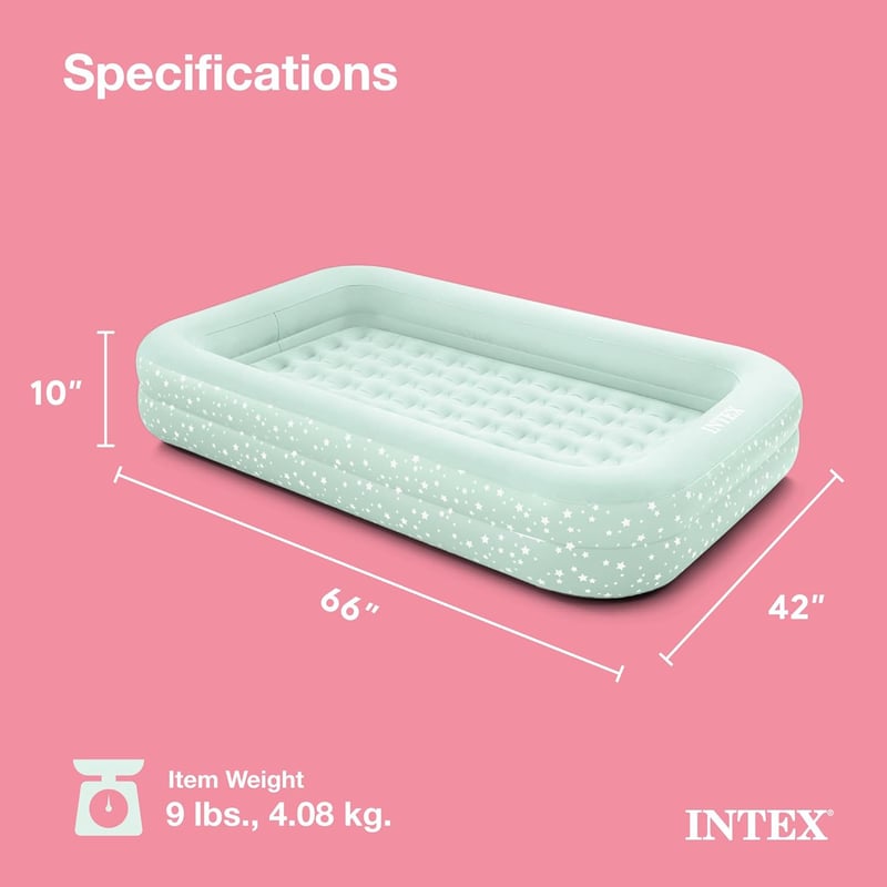 Kids Travel Air Mattress with Raised Sides and Hand Pump