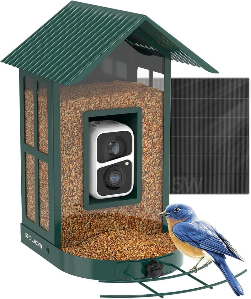 Solar Bird Feeder Camera with AI, Live View, 5W Panel