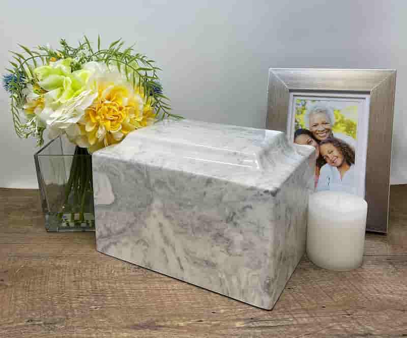 Custom Carrera Marble Urn Vault with Engraving Options