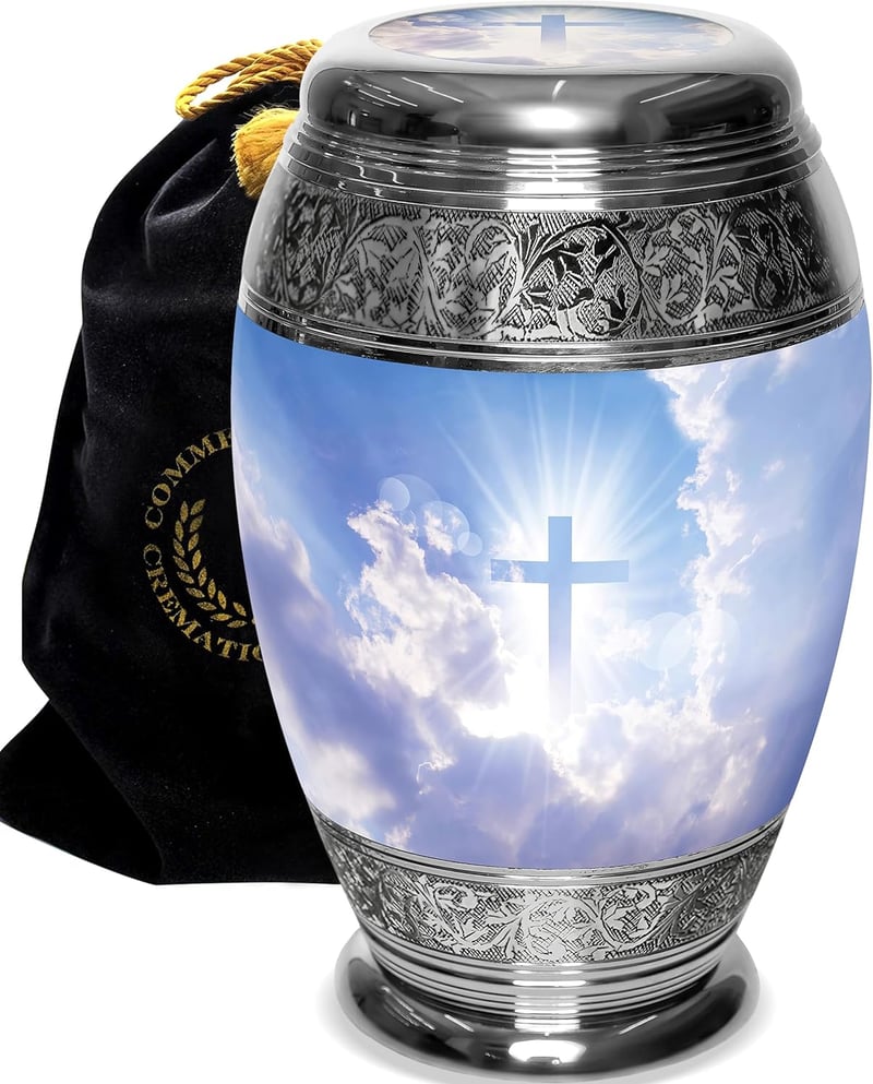Adult Male Cremation Urn with Handcrafted Cross Design