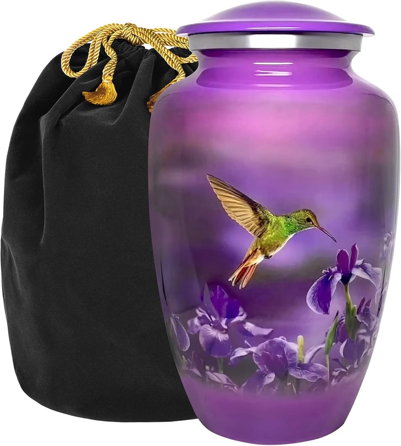 Purple Hummingbird Memorial Urn for Adults – Large Keepsake