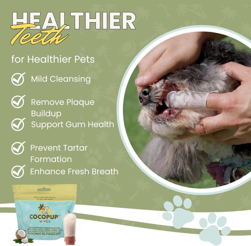 Dog Cleaning Wipes with Coconut Oil for Teeth, Ears, and Paws