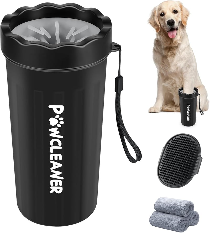 Pet Paw Washer with Towels - Black, Large