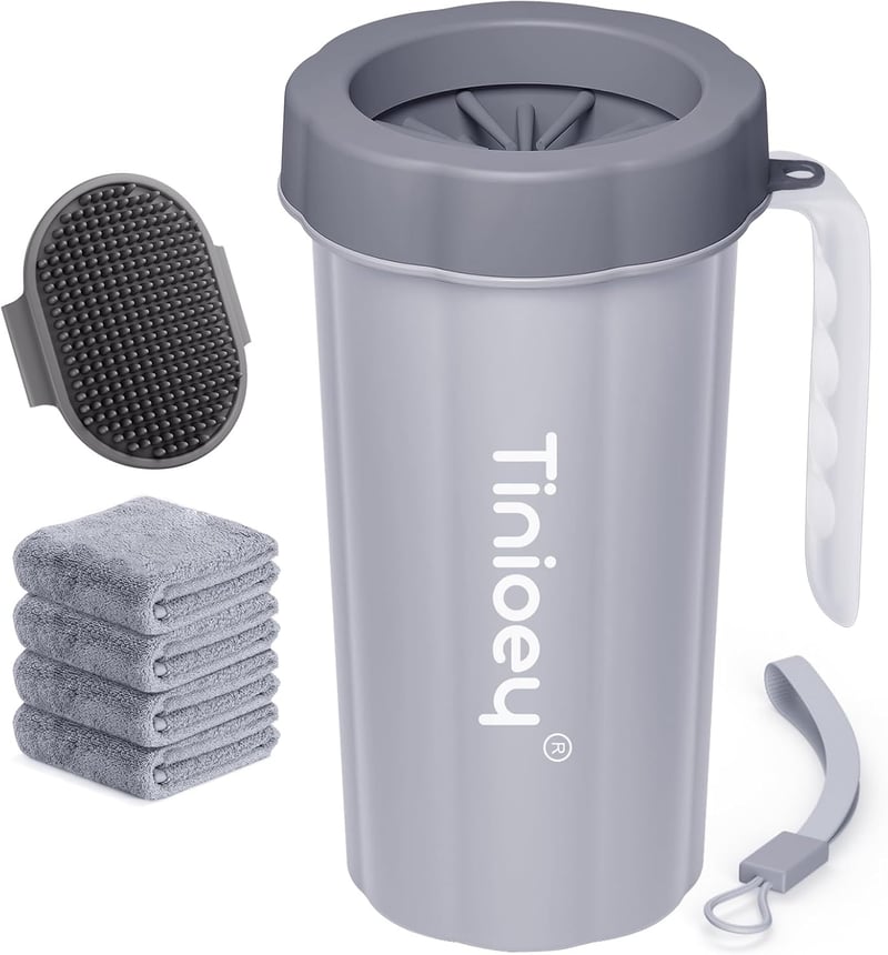 Dog Paw Cleaner with Handle - Large, Gray, Mud Removal Tool