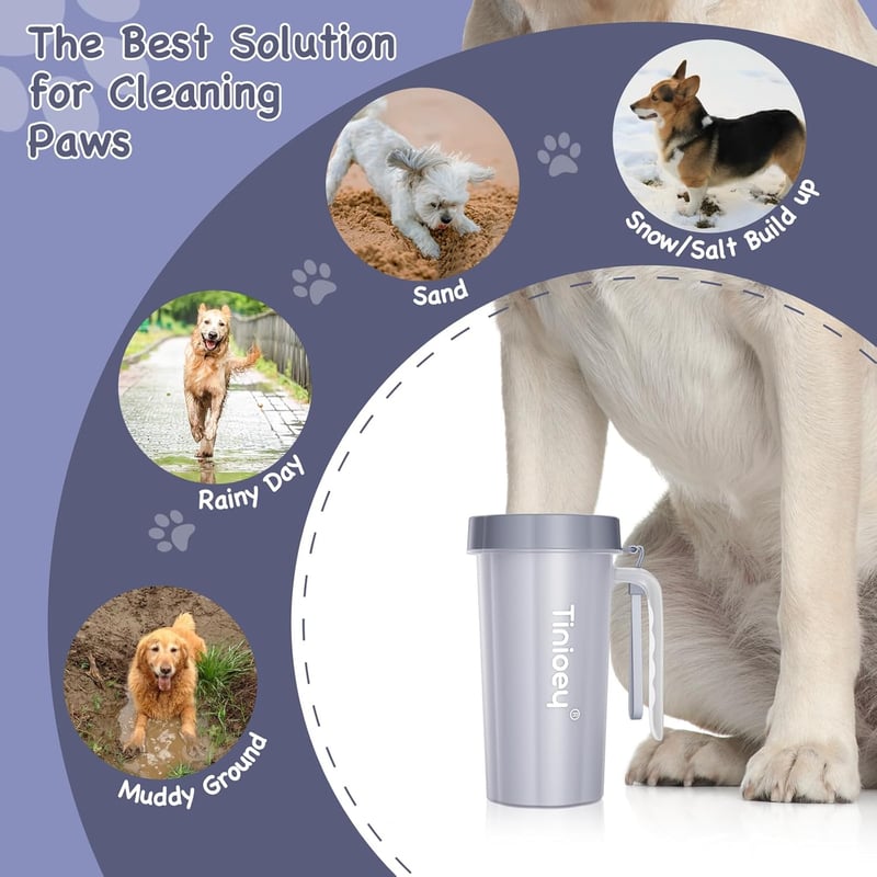 Dog Paw Cleaner with Handle - Large, Gray, Mud Removal Tool