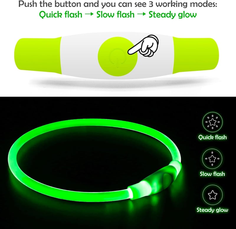 LED Dog Collar – USB Rechargeable Night Safety Light for Dogs