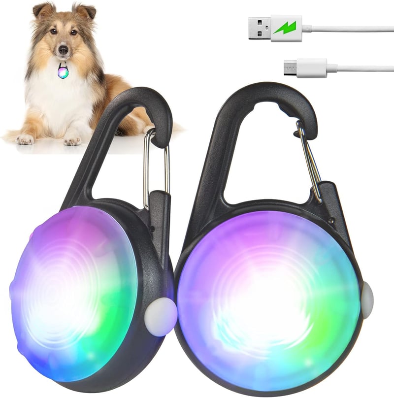Dog Collar Light, Rechargeable & Waterproof, 4 Modes for Night Walking