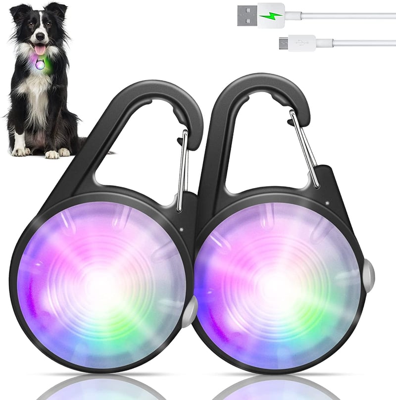 Rechargeable LED Dog Collar Lights, Waterproof, 2-Pack