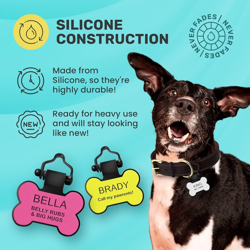 Personalized Blue Silicone Dog Tag
