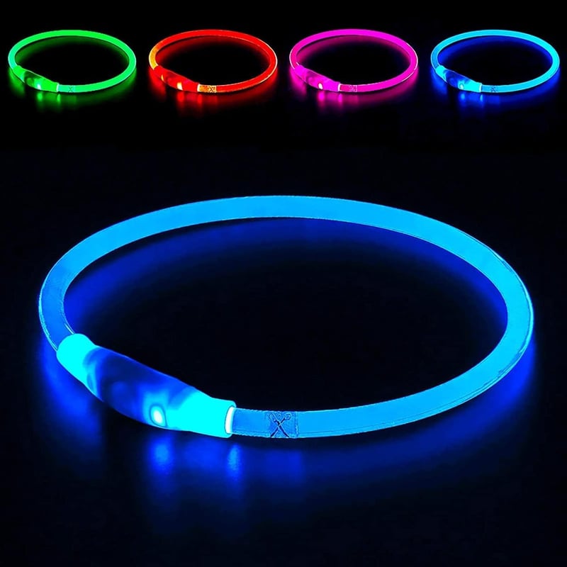 Dog Safety Light-Up Collar, USB Rechargeable (Blue)
