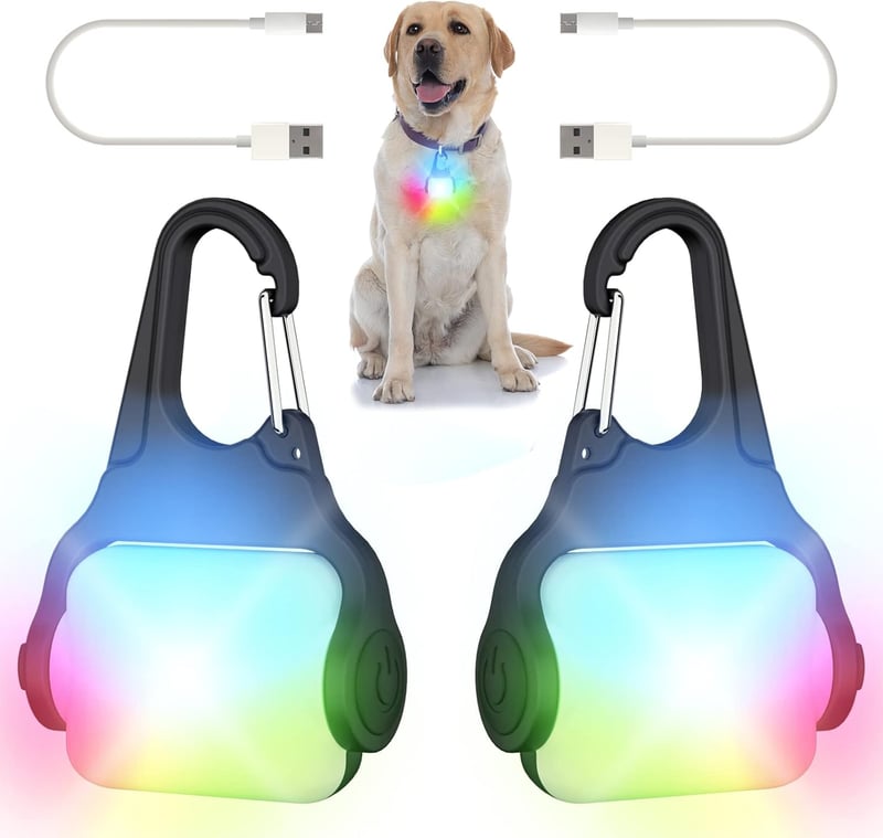 Rechargeable Dog Collar Lights, IP65 Waterproof, 4 Modes, 2 Pack