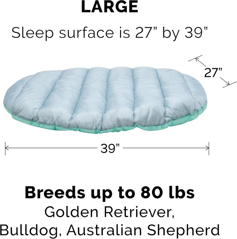 Travel Dog Bed for Large Dogs, Foldable & Washable, Aqua/Grey