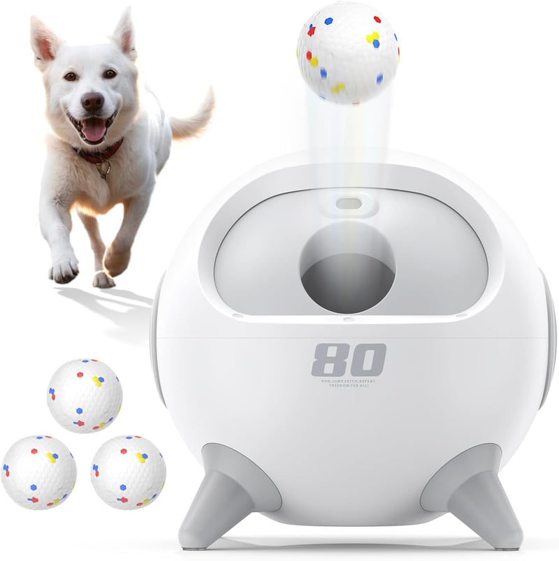 Automatic Dog Ball Launcher with Adjustable Distances & 4 Balls