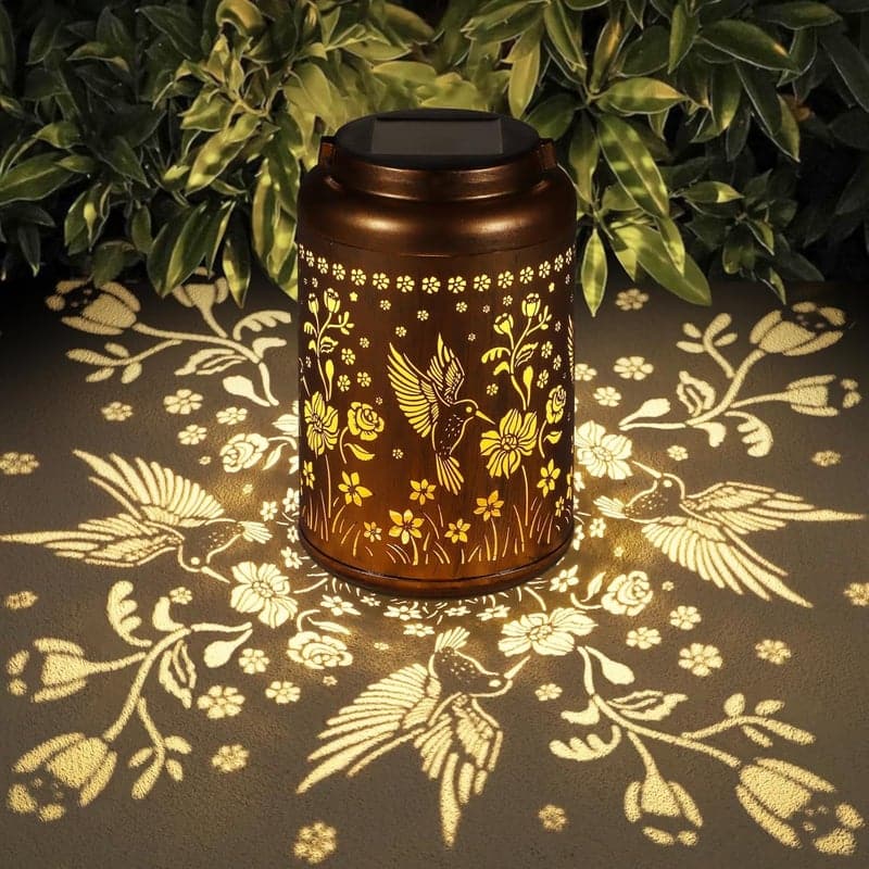 Birthday Outdoor Solar Lantern - Hummingbird Metal Decor