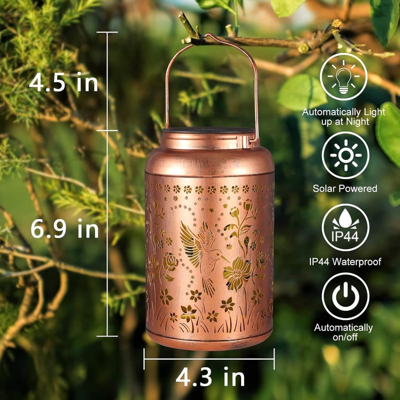 Birthday Outdoor Solar Lantern - Hummingbird Metal Decor