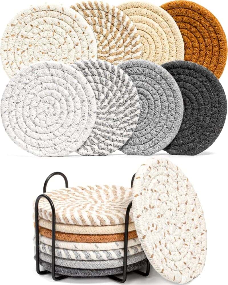 Housewarming Cotton Drink Coasters Set, 8 Colors
