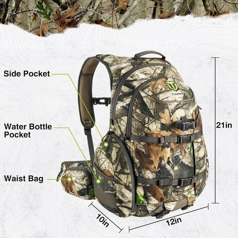 Waterproof Hunting Backpack with Camo Design and Rain Cover