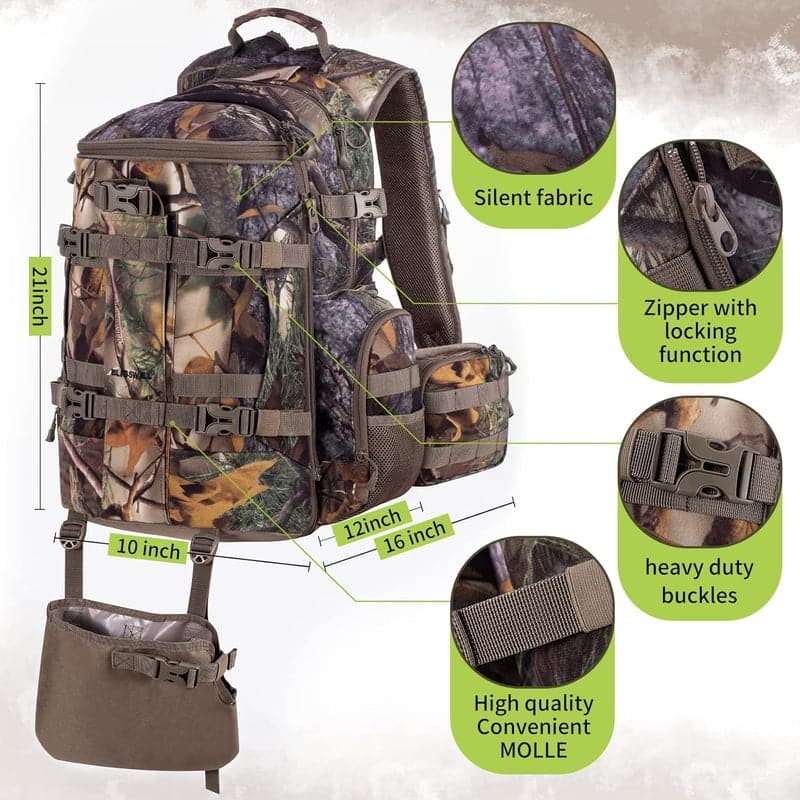 Hunting Backpack 40L with Padded Weapon Storage – Camouflage