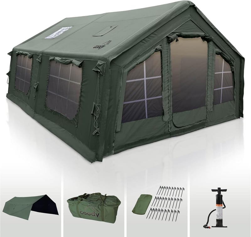 Inflatable Luxury Camping Tent with Stove Jack, 2-Room
