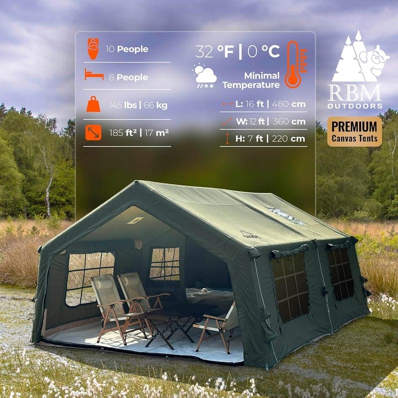 Inflatable Luxury Camping Tent with Stove Jack, 2-Room