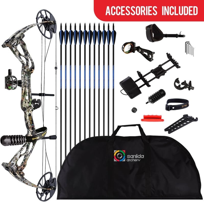 Dragon X8 RTH Compound Bow Package, Adjustable 18”-31” Draw Length
