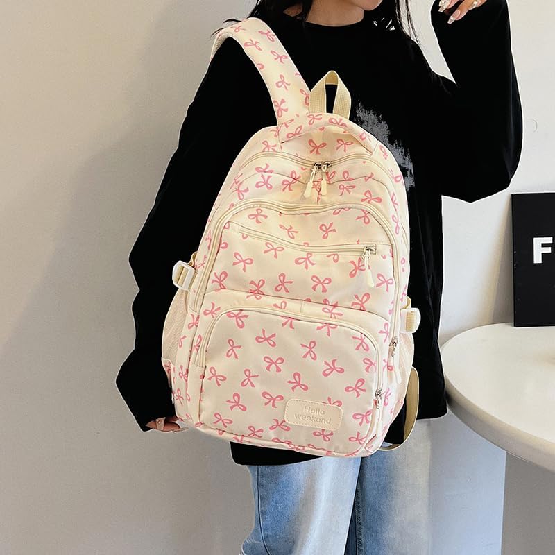 Kawaii Pink Bow Backpack Set – Cute Aesthetic Daypack