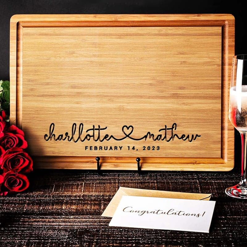 Valentine's Day Personalized Wood Cutting Board Gift