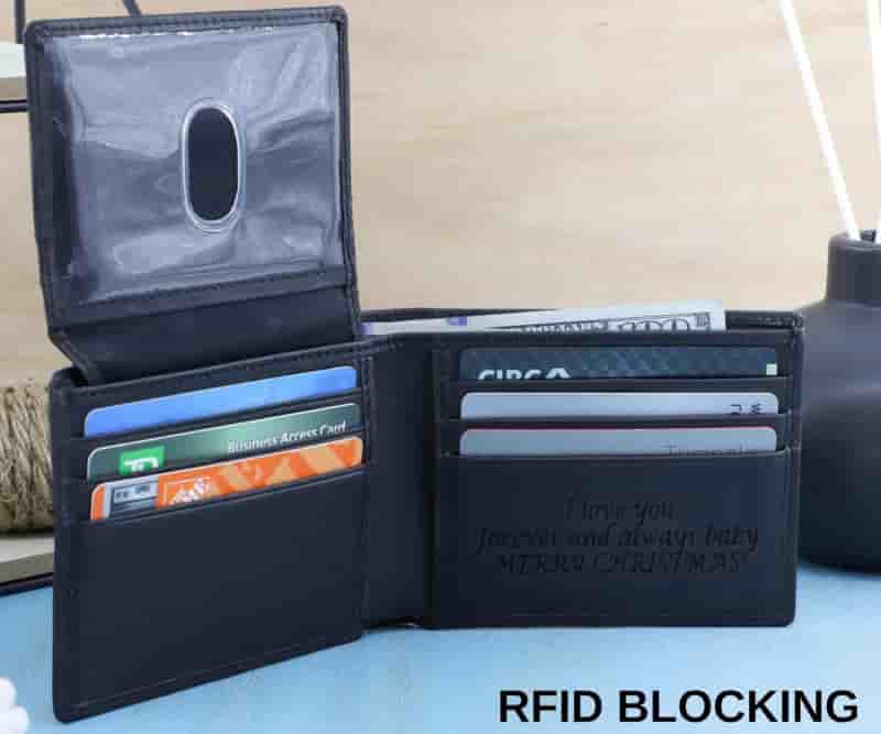 Personalized RFID Leather Bifold Wallet for Men with Gift Box