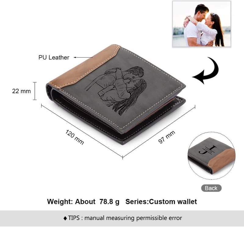 Personalized Men's Wallet with Photo & Engraving - Gift for Dad