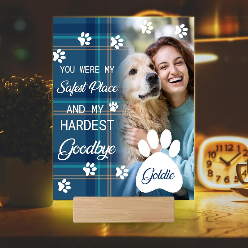 Pet Memorial Acrylic Keepsake with LED