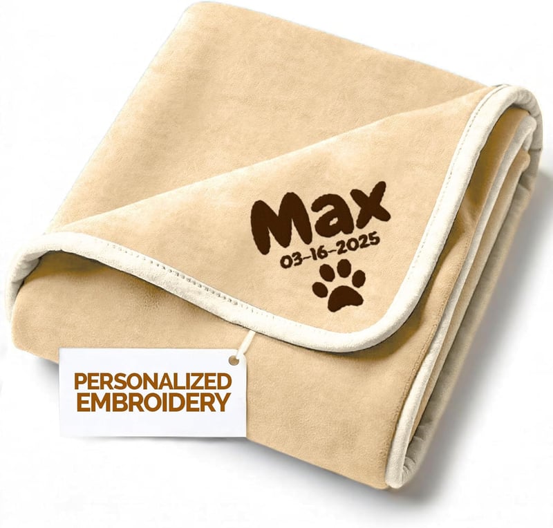 New Puppy Keepsake Blanket - Custom Embroidered Cream