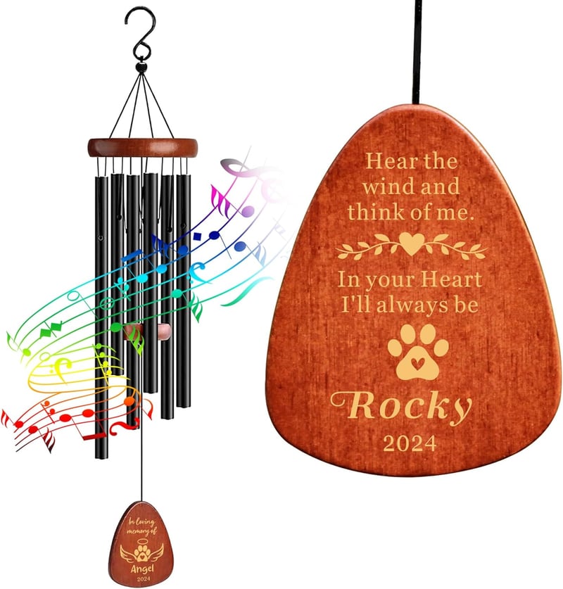 Dog Memorial Wind Chimes - 25.5'' Black Design