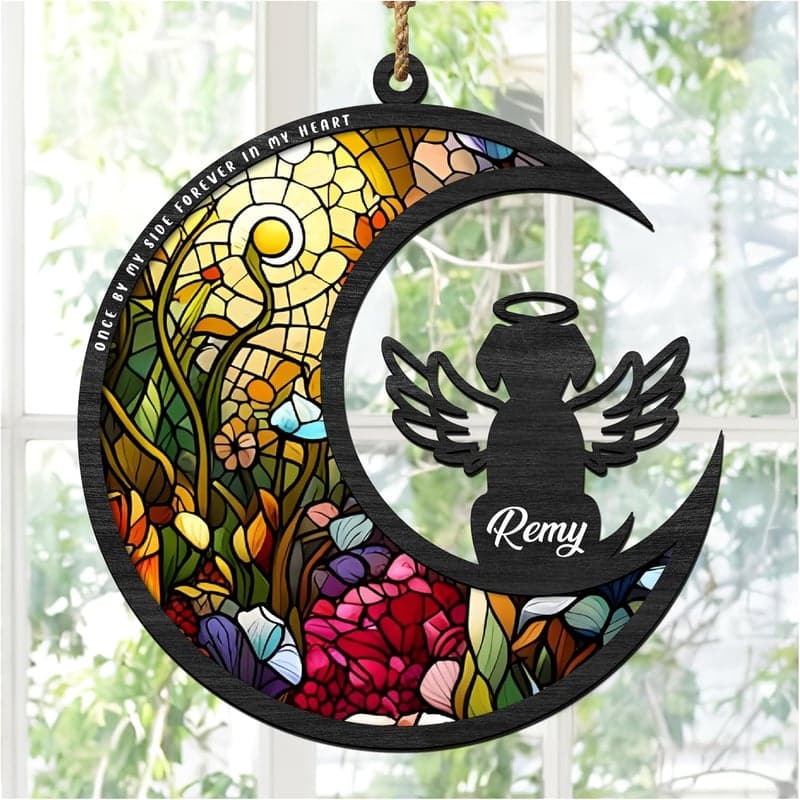 Dog Memorial Personalized Stained Glass Suncatcher