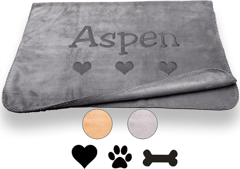 Personalized Large Dog Blanket - Gray or Beige