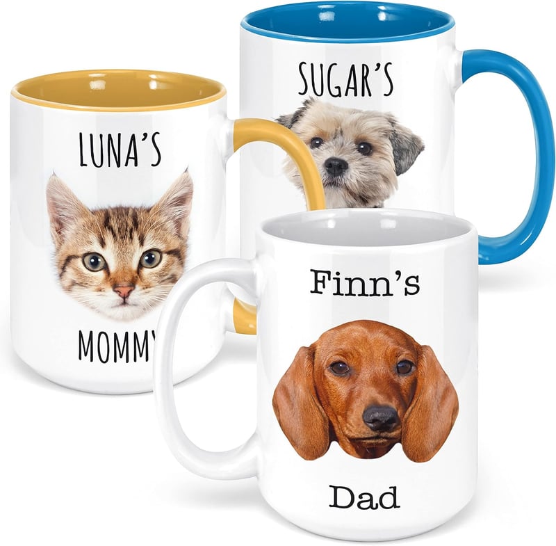 Dog Mom Mug with Pet Photo, Personalized 9 Colors, 11/15 Oz
