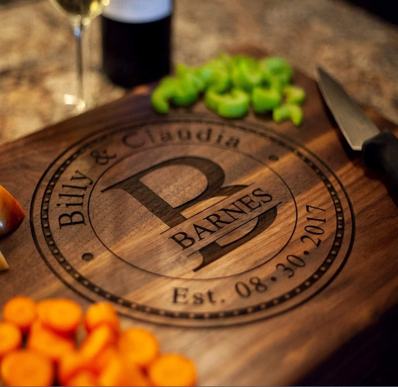 Personalized Wedding or Anniversary Cutting Board with Names & Dates