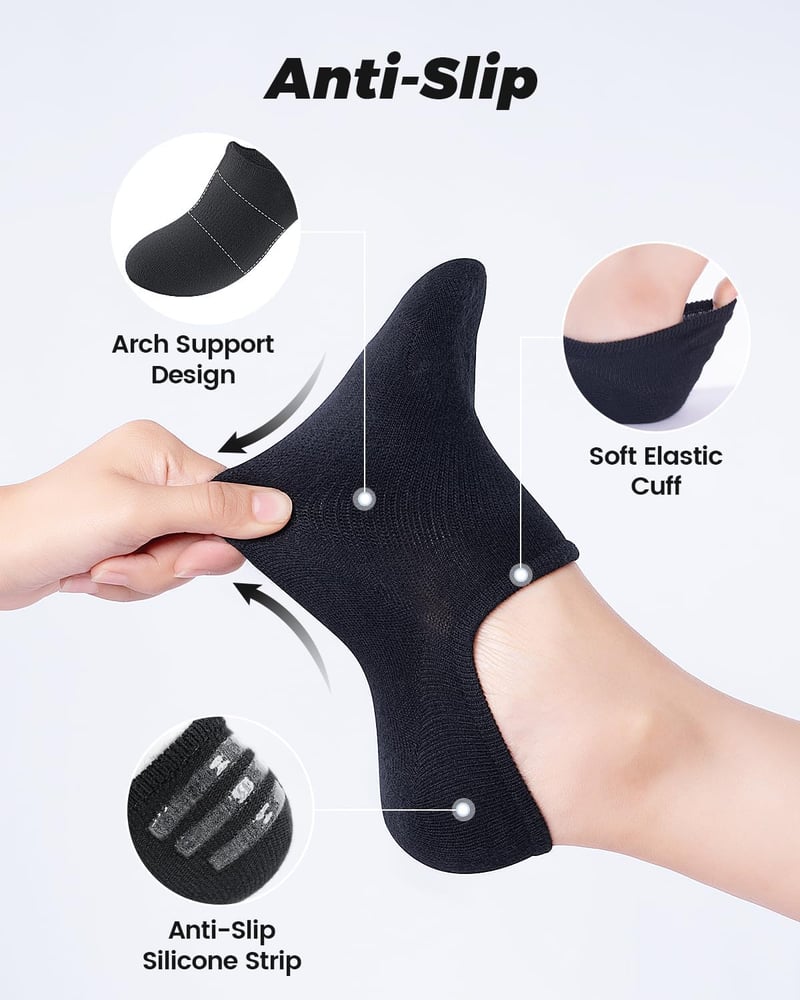 No Show Ankle Socks - Unisex Anti-slip Athletic