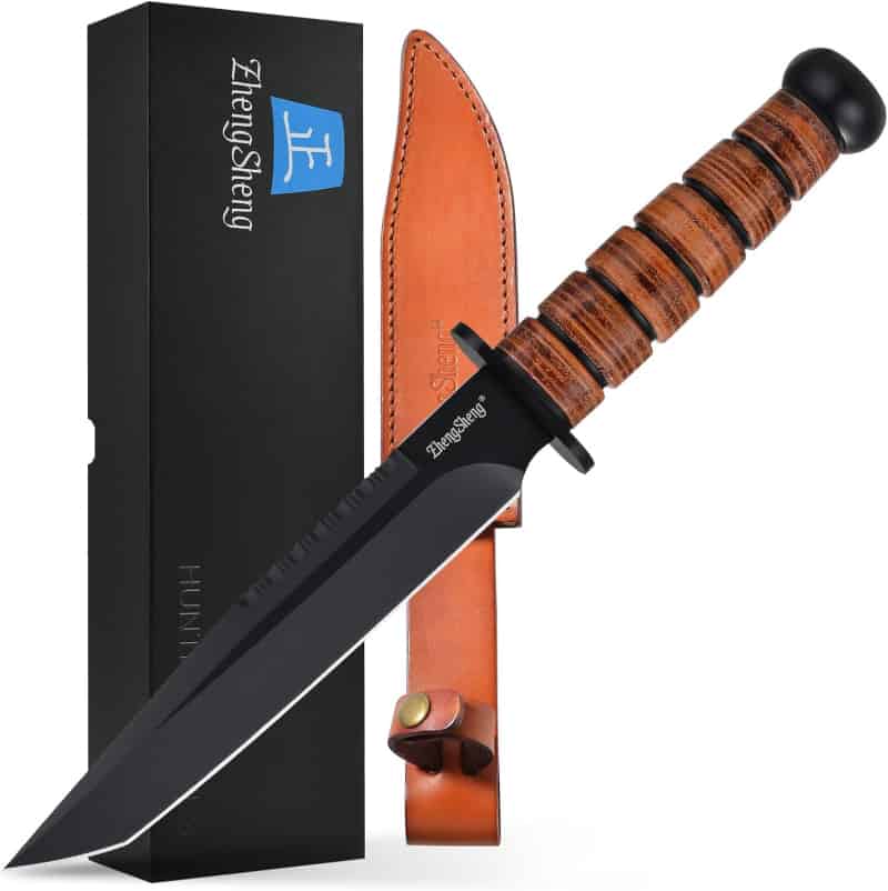Black Titanium DC53 Fixed Blade Knife with Sheath
