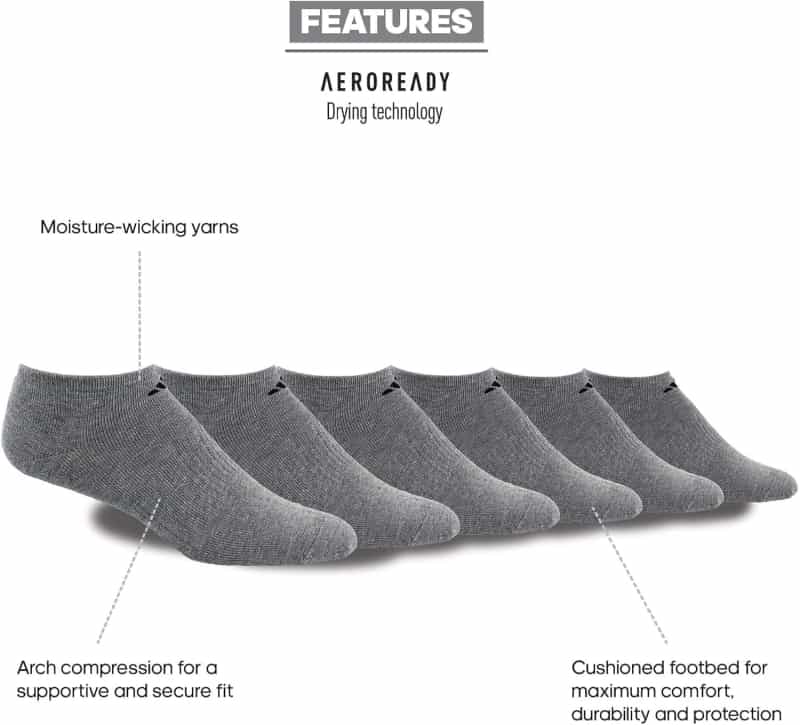 Men's Athletic No Show Socks, Cushioned, 6-Pack