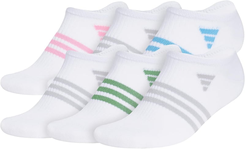 adidas Women's Athletic No Show Socks, Arch Support, 6 Pairs