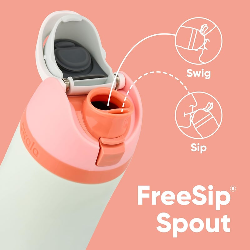 Insulated FreeSip Sports Water Bottle, 24oz, BPA-Free