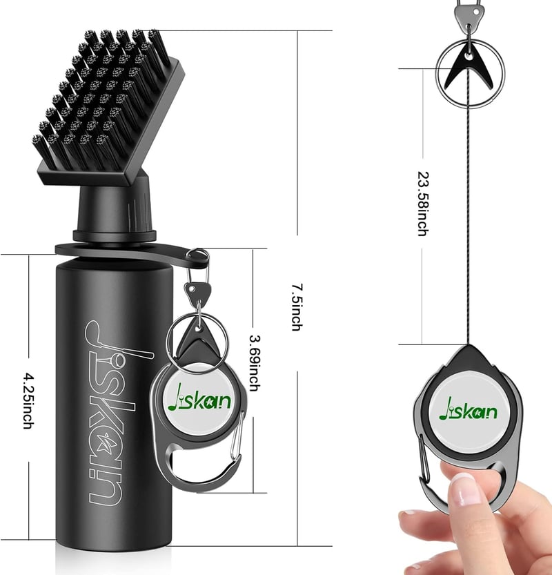 Golf Club Brush Cleaner with Water Bottle & Clip - Men's Gift