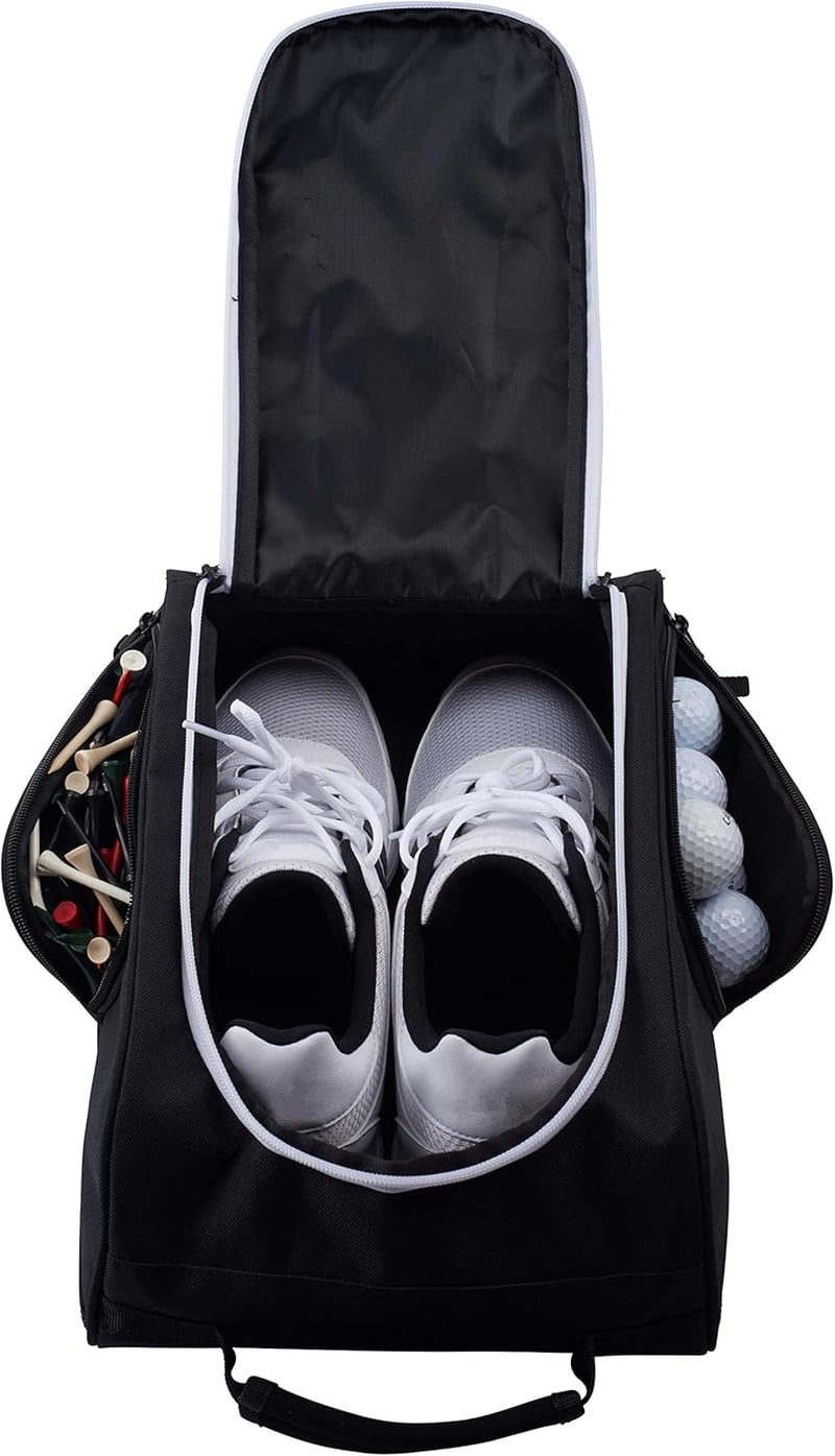 Golf Shoe Bag with Ventilation and Pocket (Black)